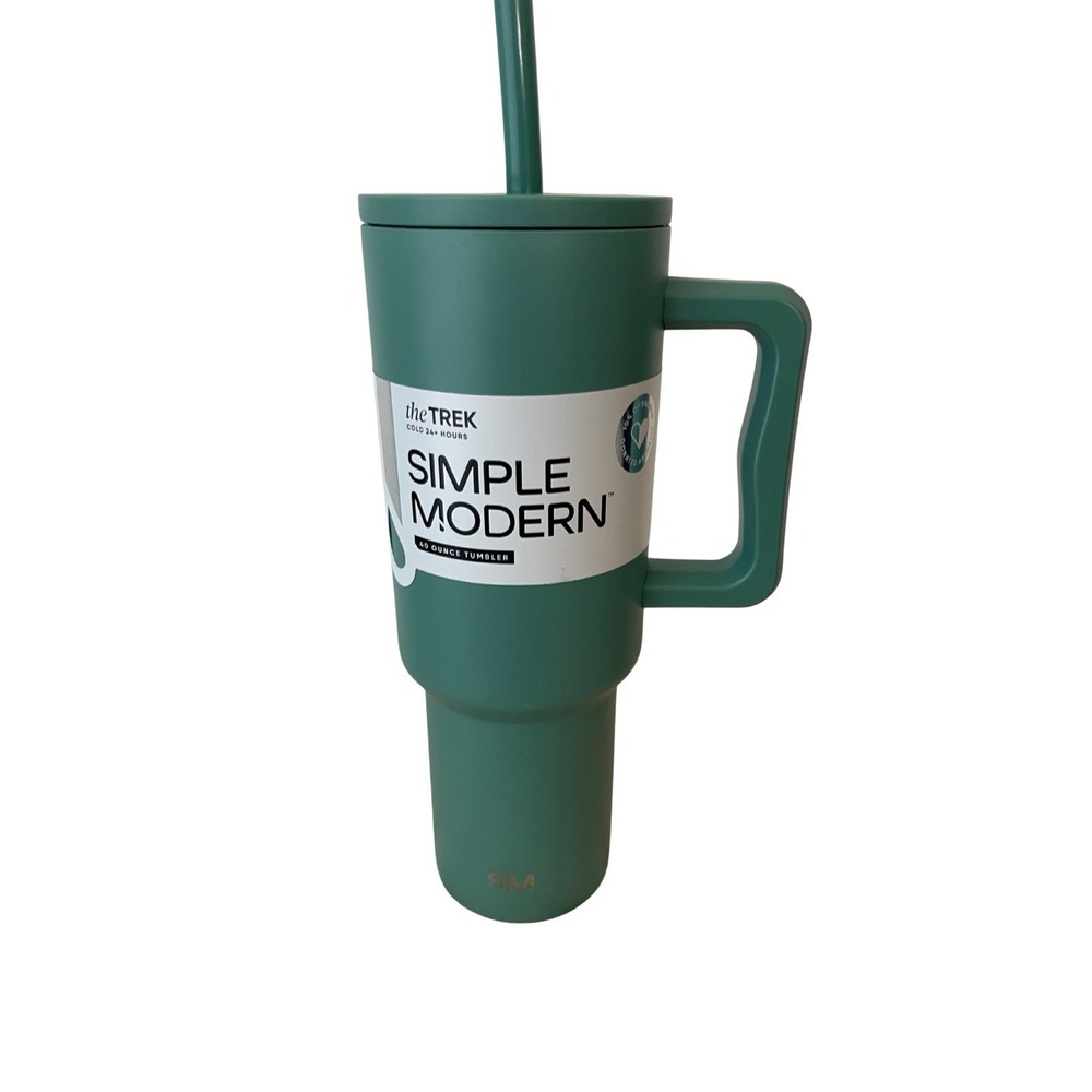 Simple Modern 40oz Stainless Steel Lidded Teal Tumbler Powder Coat‎ New